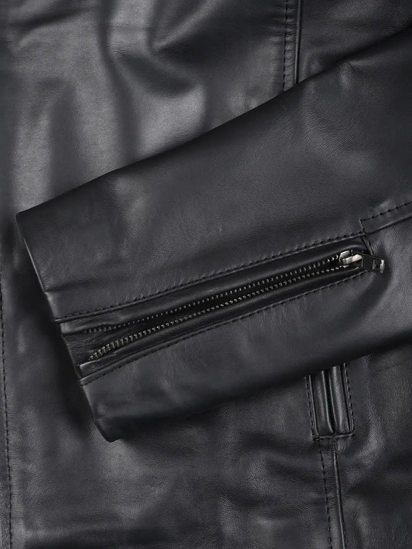 Clinton Men's Black Cafe Racer Leather Jacket