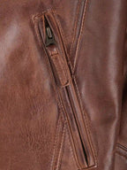 Johnson Men's Cognac Brown Quilted Biker Leather Jacket