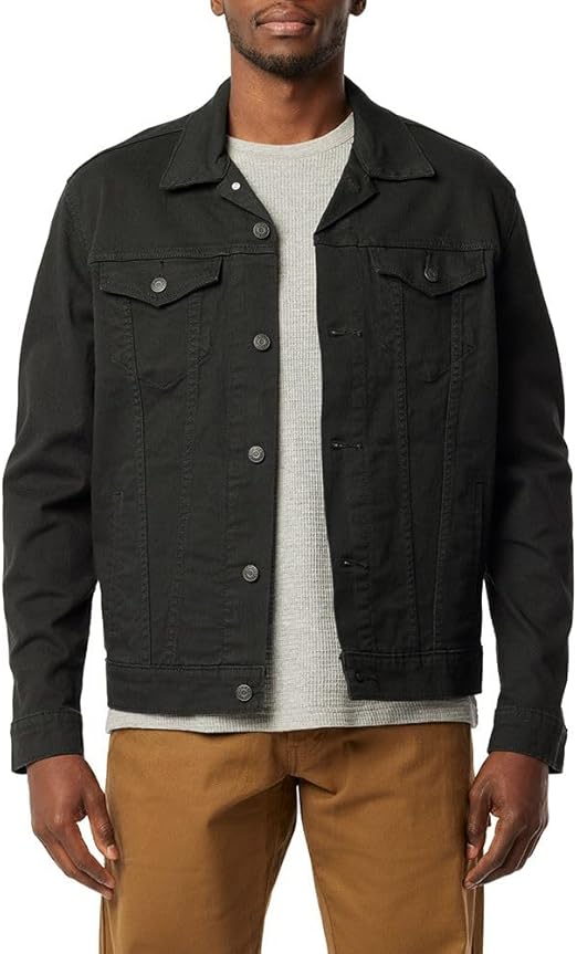 Men's Classic Button-Down Black Denim Trucker Jacket