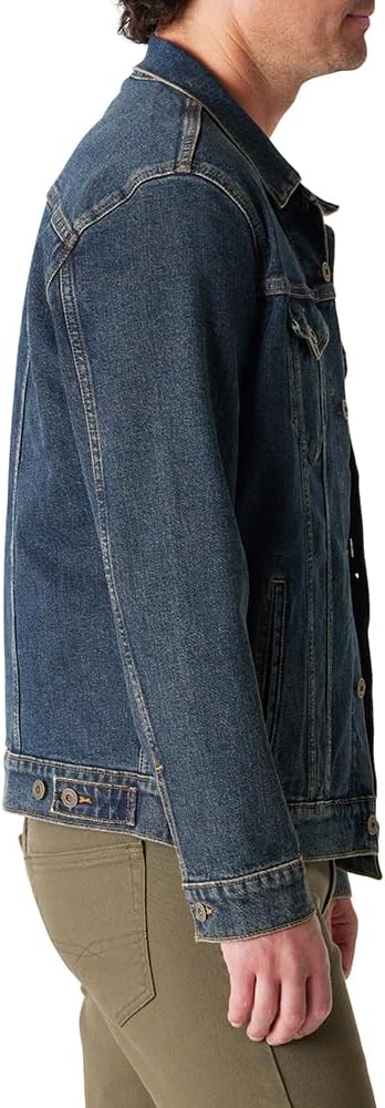 Men's Classic Button-Down Mid-Blue Denim Trucker Jacket