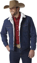 Men's Dark Blue Denim Jacket with Sherpa Collar