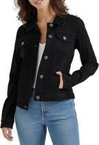 Classic Women's Black Denim Trucker Jacket  Versatile Layering Essential