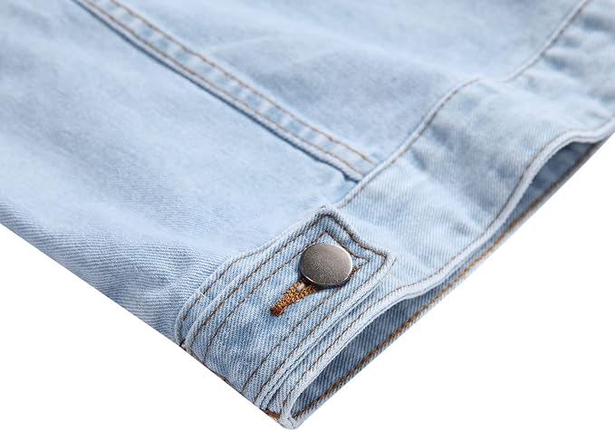 Mens Denim Jacket Ripped Slim Jean Jacket Coat