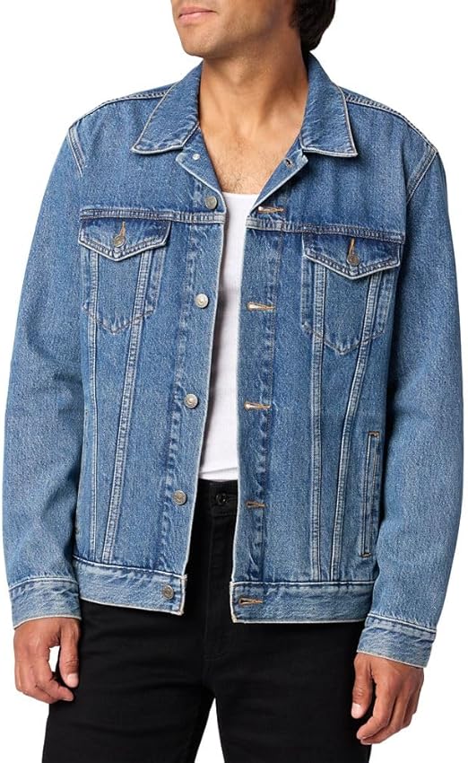 Men's Classic Button-Down Blue Denim Trucker Jacket