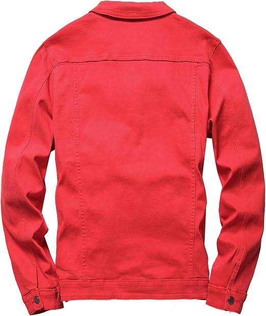 Mens Denim Jacket Ripped Slim Jean Jacket Coat