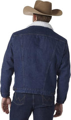 Men's Dark Blue Denim Jacket with Sherpa Collar