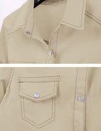 Women's 3/4 Sleeve Denim Crop Tie Knot Shirt