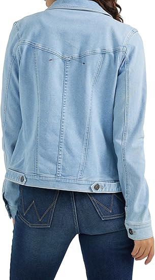 Classic Women's Blue Denim Trucker Jacket Versatile Layering Essential
