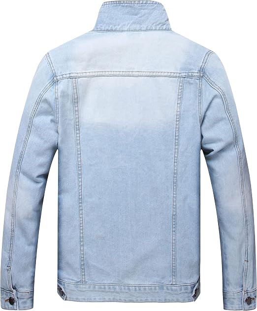 Mens Denim Jacket Ripped Slim Jean Jacket Coat