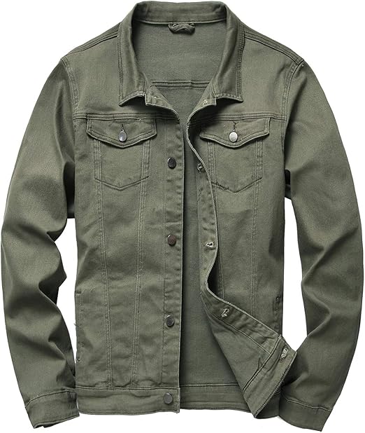 Mens Denim Jacket Ripped Slim Jean Jacket Coat