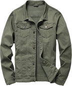 Mens Denim Jacket Ripped Slim Jean Jacket Coat