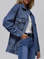 Women's Oversized Denim Jacket - Loose Fit Jean Jacket