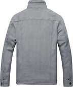 Mens Denim Jacket Ripped Slim Jean Jacket Coat