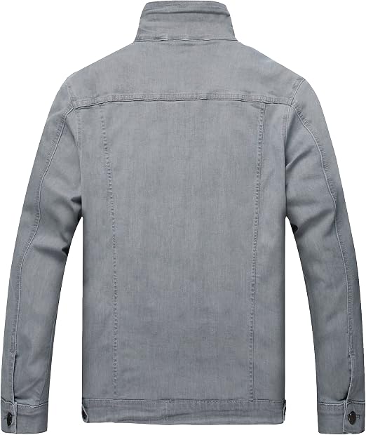 Mens Denim Jacket Ripped Slim Jean Jacket Coat