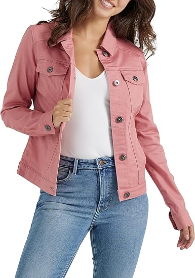 Classic Women's Pink Denim Trucker Jacket Versatile Layering Essential