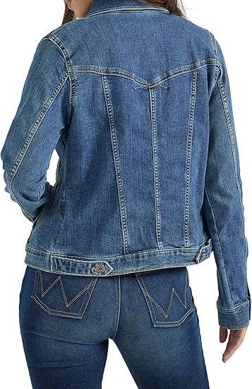 Classic Women's Blue Denim Trucker Jacket Versatile Layering Essential