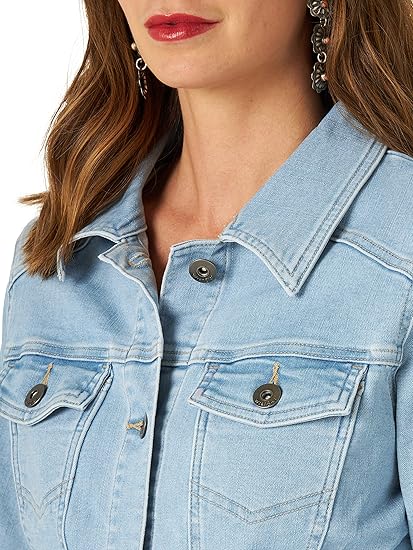 Classic Women's Light Blue Denim Trucker Jacket Versatile Layering Essential