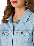 Classic Women's Light Blue Denim Trucker Jacket Versatile Layering Essential
