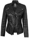 Monica Women's Black Asymmetrical Leather Jacket
