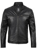 Clinton Men's Black Cafe Racer Leather Jacket