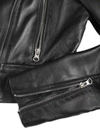 Colleen Women’s Cropped Black Biker Style Leather Jacket