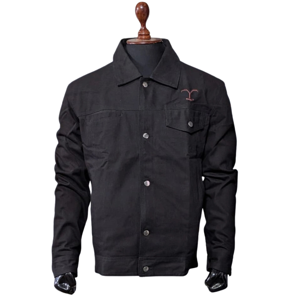 Mens Yellowstone Cole Hauser Rip Wheeler Stylish Denim Black Cotton Jacket