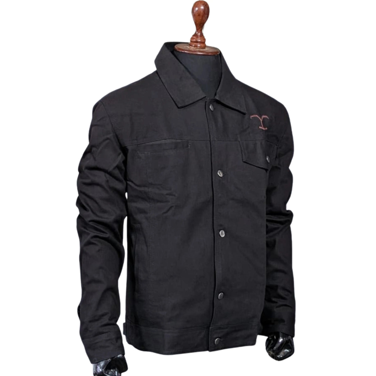 Mens Yellowstone Cole Hauser Rip Wheeler Stylish Denim Black Cotton Jacket