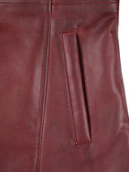 Kandis Women's Burgundy Real Leather Car Coat