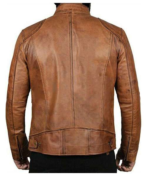 Men’s Distressed Brown Leather Motorcycle Jacket