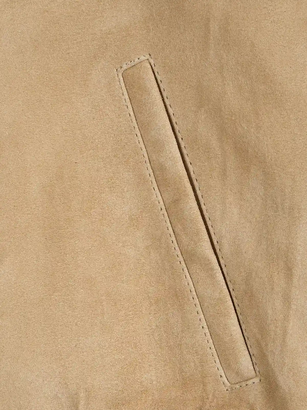Men's Camel Brown Suede Bomber Jacket