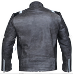 Men’s Distressed Sheepskin Leather Cafe Racer Motorcycle Jacket