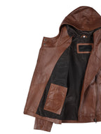 Cidra Women Asymmetrical Brown Hooded Leather Jacket