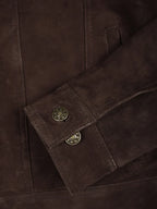 Logan Men's Dark Brown Suede Trucker Jacket