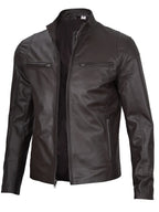 Men's Dark Brown Cafe Racer Leather Jacket