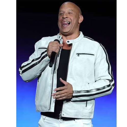 Vin Diesel Style White Cowhide Leather Biker Jacket