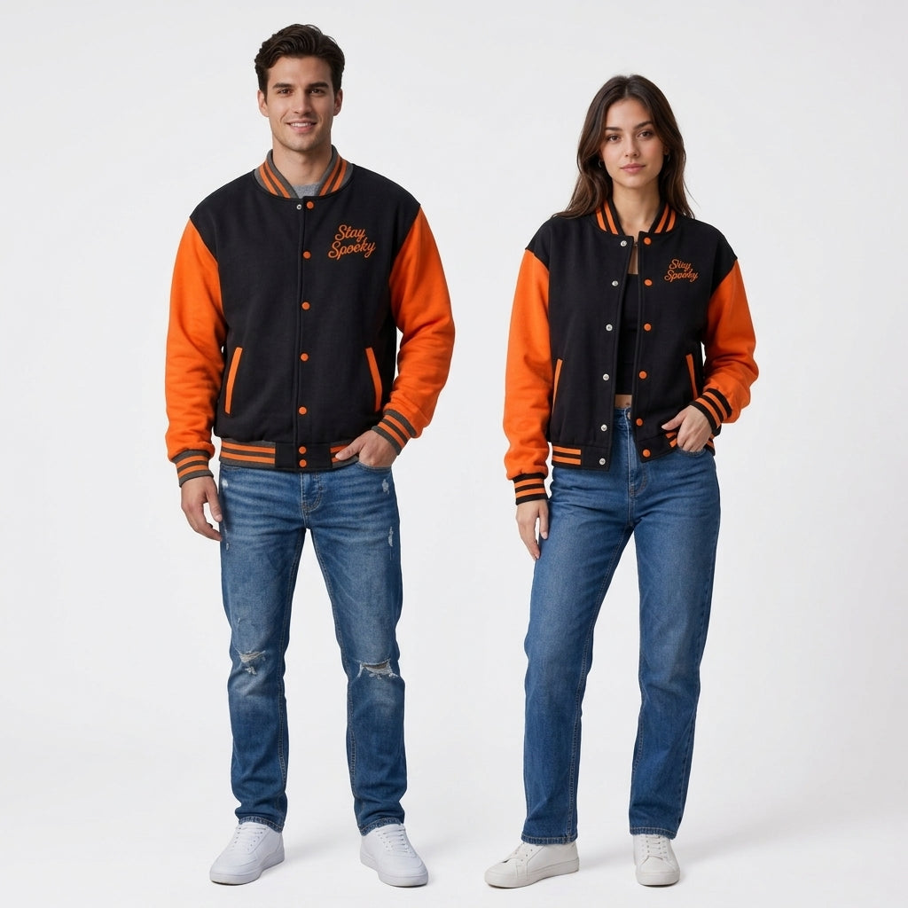 Unisex "Stay Spooky" Fleece Varsity Letterman Jacket – Halloween Special Edition