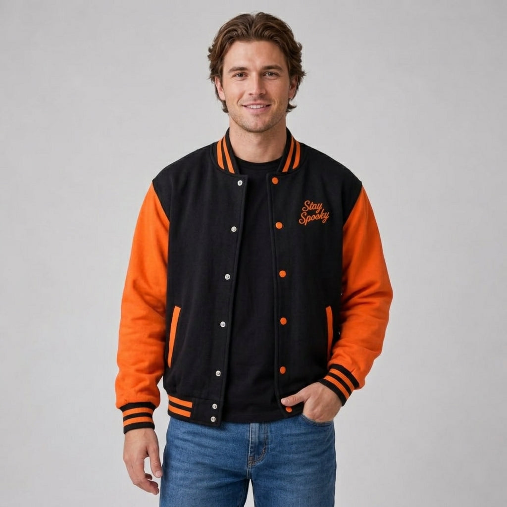 Unisex "Stay Spooky" Fleece Varsity Letterman Jacket – Halloween Special Edition