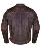 Classic Vintage Leather Jacket with Quilted Shoulders