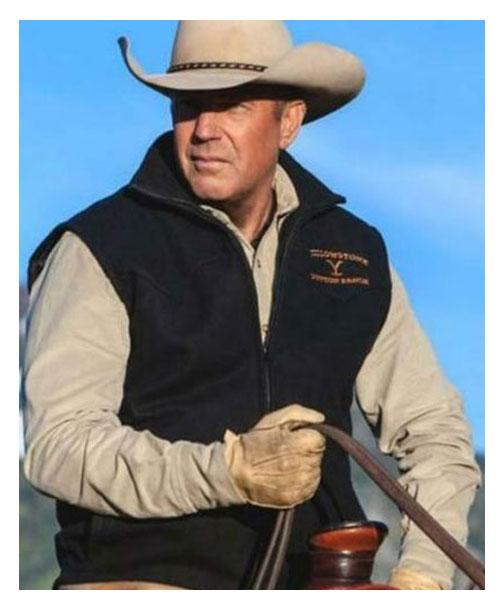 Kevin Costner Yellowstone Dutton Ranch Black Vest