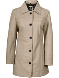 Kandis Women's Biege Real Leather Car Coat