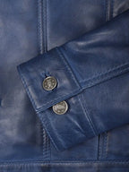 Fernando Men's Blue Real Leather Trucker Jacket