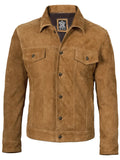 Logan Light Brown Suede Trucker Jacket