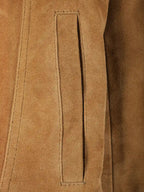 Women's Light Brown Suede Trucker Jacket
