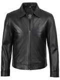 Mens Classic Black Real Leather Jacket
