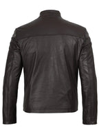 Mens Dark Brown Cowhide Cafe Racer Leather Jacket