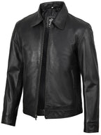 Mens Classic Black Real Leather Jacket
