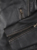 Men's Rub Off Dark Brown Cafe Racer Leather Jacket