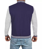 Navy Blue Varsity Jacket – Grey Sleeve Baseball Style Bomber