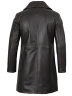 Men's Real Leather 3 4 Length Dark Brown Car Coat