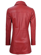 Kandis Women Red Real Leather Car Coat